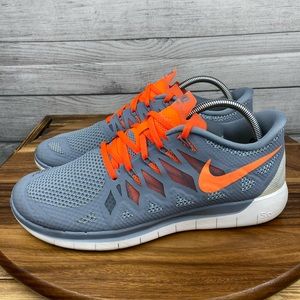 Nike Men’s Free 5.0 Magnet Grey Volt Orange Running Shoe Size 10